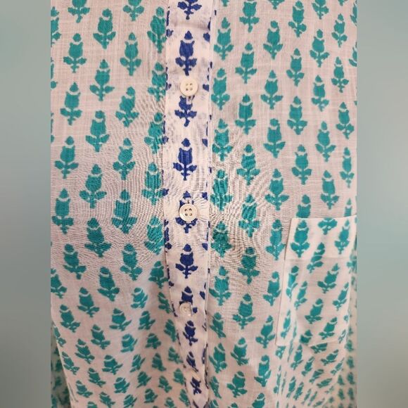 J. Crew Teal and Blue Floral Blouse - Picture 9 of 9